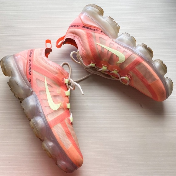 Nike Air VaporMax 2019 Pink Tint Neon Rubber Pods Ripstop Running Shoes Sneakers - Picture 5 of 11
